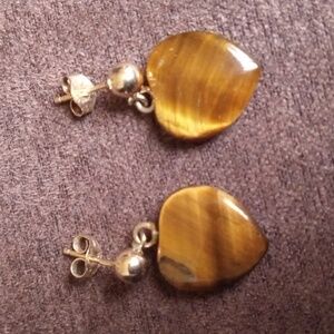 14k Gold Tiger's Eyes Earrings